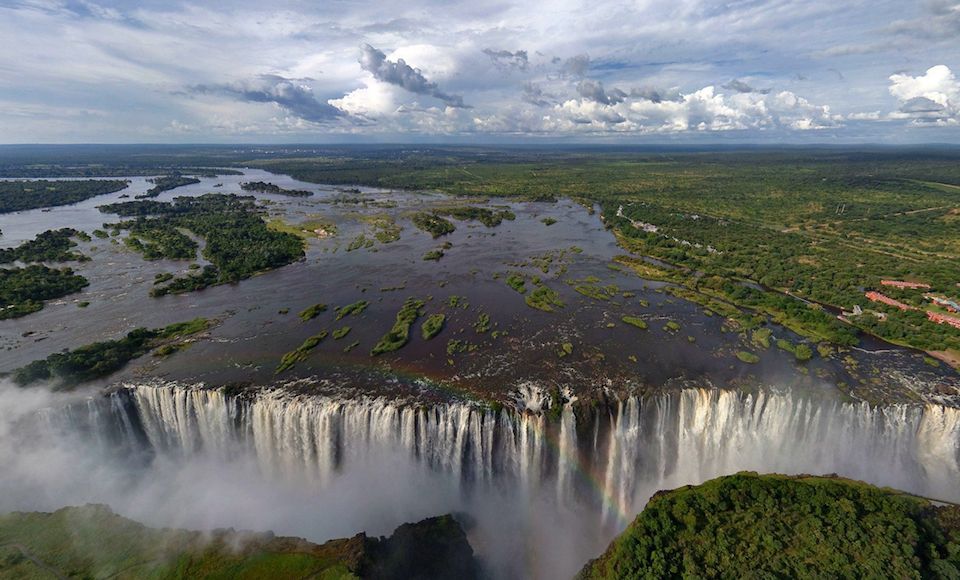 victoria watervallen zambia zimbabwe vanuit lucht