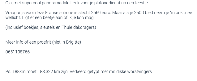 Marktplaats advertentie