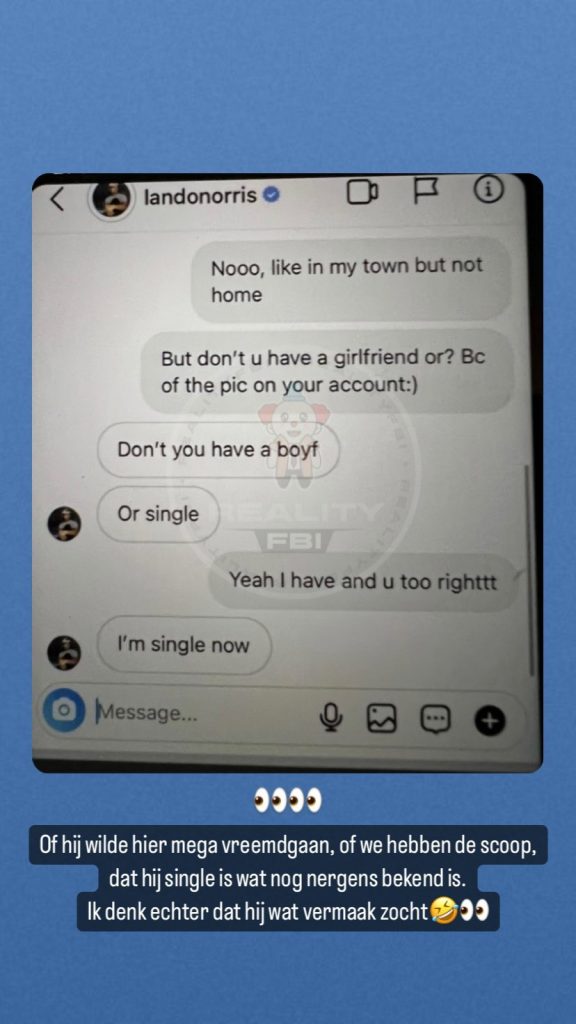 gesprek Nederlandse meid dm en lando norris